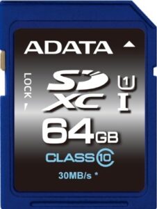 CARD SD ADATA, 64 GB, SDXC, clasa 10, standard UHS-I U1, „ASDX64GUICL10-R” (include TV 0.03 lei)