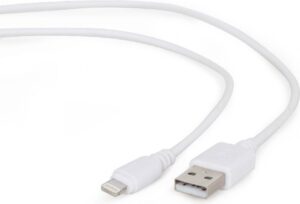 CABLU alimentare si date GEMBIRD, pt. smartphone, USB 2.0 (T) la Lightning (T), 2m, alb, CC-USB2-AMLM-2M-W (include TV 0.06 lei)