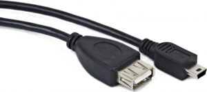 CABLU adaptor OTG GEMBIRD, pt. smartphone, Mini-USB 2.0 (T) la USB 2.0 (M), 15cm, asigura conectarea telef. la o tastatura, mouse, HUB, stick, etc., negru, A-OTG-AFBM-002 (include TV 0.06 lei)