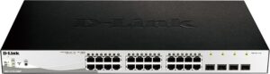 SWITCH PoE D-LINK Smart 24 porturi Gigabit (24 poE) + 4 porturi Combo SFP, IEEE 802.3af/at, carcasa metalica, rackabil, „DGS-1210-28MP”(include TV 1.75lei)