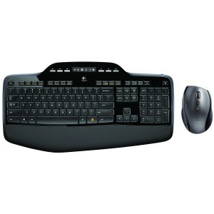 KIT wireless LOGITECH, tastatura wireless multimedia, palm rest, display LCD + mouse wireless, 6 butoane „M705”, 1 singur receiver, black, „MK710” „920-002440” (include TV 0.8lei)