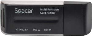 CARD READER extern SPACER, interfata USB 2.0, citeste/scrie: SD, microSD, XS, SM; plastic, black SPCR-658 (include TV 0.03 lei)