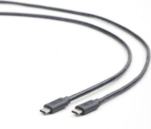 CABLU alimentare si date GEMBIRD, pt. smartphone, USB 3.1, USB Type-C (T) la USB Type-C (T), 1m, conectori auriti, negru, „CCP-USB3.1-CMCM-1M” (include TV 0.06 lei)