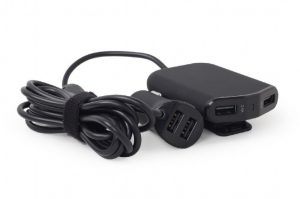 ALIMENTATOR auto GEMBIRD, 4 x USB, pt. bricheta auto 2 x USB, pt. bancheta din spate 2 x USB, 1.8m cablu, maxim 9.6A, black, EG-4U-CAR-01 (include TV 0.18lei)