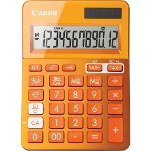 Calculator de birou CANON, LS-123K OR, ecran 12 digiti, alimentare solara si baterie, display LCD, functie business, tax si conversie moneda, portocaliu, „BE9490B004AA” (include TV 0.18lei)