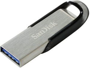 MEMORIE USB 3.0 SANDISK 128 GB, clasica, carcasa metalic, negru / argintiu, „SDCZ73-128G-G46B” (include TV 0.03 lei)