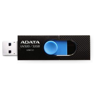 MEMORIE USB 3.2 ADATA 32 GB, retractabila, carcasa plastic, negru / albastru, „AUV320-32G-RBKBL” (include TV 0.03 lei)