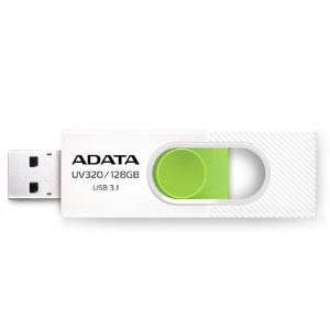MEMORIE USB 3.2 ADATA 32 GB, retractabila, carcasa plastic, alb / verde, „AUV320-32G-RWHGN” (include TV 0.03 lei)