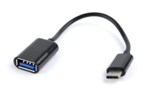 CABLU adaptor OTG GEMBIRD, pt. smartphone, USB 2.0 Type-C (T) la USB 2.0 (M), 20cm, asigura conectarea telef. la o tastatura, mouse, HUB, stick, etc., negru, „A-OTG-CMAF2-01” (include TV 0.06 lei)