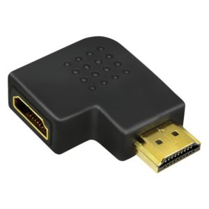 ADAPTOR video LOGILINK, HDMI (T) la HDMI (M), conectori auriti, in unghi de 90 grade, rezolutie maxima 4K UHD (3840 x 2160) la 30 Hz, negru, „AH0008” (include TV 0.06 lei)