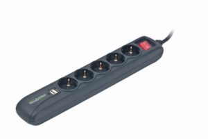 PRELUNGITOR GEMBIRD, Schuko x 5, conectare prin Schuko (T), USB x 2, cablu 1.5 m, 16 A, protectie copii, negru, „SPG5-U2-5” (include TV 0.8lei)