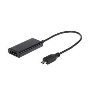 CABLU video GEMBIRD, adaptor Micro-USB (T) la HDMI (M), 16cm, rezolutie maxima Full HD (1920 x 1080) la 60Hz, conecteaza smartphone cu mufa 5-pin MHL la TV, negru, „A-MHL-002” (include TV 0.06 lei)