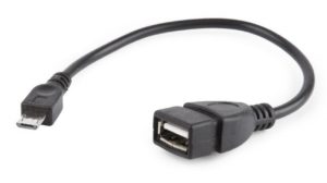 CABLU adaptor OTG GEMBIRD, pt. smartphone, Micro-USB 2.0 (T) la USB 2.0 (M), 15cm, asigura conectarea telef. la o tastatura, mouse, HUS, stick, etc., negru, A-OTG-AFBM-03 (include TV 0.06 lei)