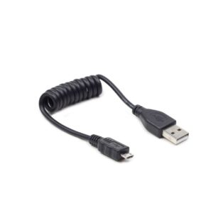 CABLU alimentare si date GEMBIRD, pt. smartphone, USB 2.0 (T) la Micro-USB 2.0 (T), 0.6m, spiralat, conectori auriti, negru, „CC-mUSB2C-AMBM-0.6M” (include TV 0.06 lei)