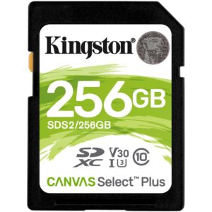 CARD SD KINGSTON, 256 GB, SDXC, clasa 10, standard UHS-I U3, „SDS2/256GB” (include TV 0.03 lei)