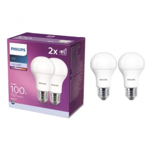 SET 2 becuri LED Philips, soclu E27, putere 12.5W, forma clasic, lumina alb, alimentare 220 – 240 V, „000008718699726959” (include TV 1.2lei)
