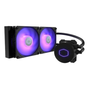 COOLER COOLER MASTER, skt. universal, racire cu lichid, vent. 120 mm x 2, 1800 rpm, LED RGB ,”MLW-D24M-A18PC-R2″ (include TV 1.75 lei)