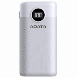 POWER BANK ADATA 10000mAh, Quick Charge 3.0 + PD 22.5W, 2 x USB & 1 x USB-C, digital display pt. status baterie, P10000QCD 10.000 mAh, total 3A, white, „AP10000QCD-DGT-CWH” (include TV 0.18lei)