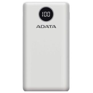 POWER BANK ADATA 20000mAh, Quick Charge 3.0 + PD 18W, 2 x USB & 1 x USB-C, digital display pt. status baterie, P20000QCD 20.000 mAh, total 3A, white, AP20000QCD-DGT-CWH (include TV 0.8lei)