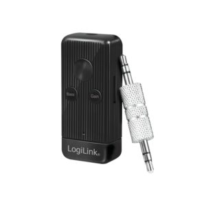 RECEIVER audio Logilink, conectare prin Jack 3.5mm, distanta 10 m (pana la), Bluetooth v5.0, ac. 300mAh, pana la 6.5 ore, card microSD, indicator LED, bass booster, antena interna, black, „BT0055” (include TV 0.18lei)