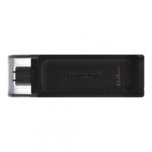MEMORIE USB Type-C KINGSTON 64 GB, cu capac, carcasa plastic, negru, „DT70/64GB” (include TV 0.03 lei)