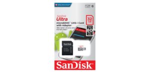 CARD MicroSD SANDISK, 32 GB, microSDHC, clasa 10, standard UHS-I U1, SDSQUNR-032G-GN3MA (include TV 0.03 lei)