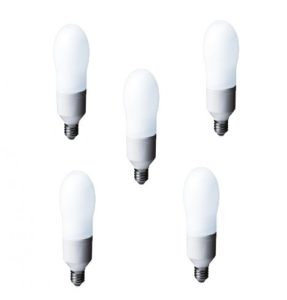 SET 5 becuri fluorescent Panasonic, soclu E27, putere 24W, forma oval, lumina alb rece, alimentare 220 – 240 V, „EFA24E672V-5” (include TV 3lei)