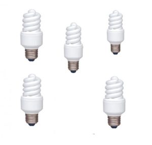 SET 5 becuri fluorescent Panasonic, soclu E27, putere 13W, forma spirala, lumina alb rece, alimentare 220 – 240 V, „EFD13E672V-5” (include TV 3lei)