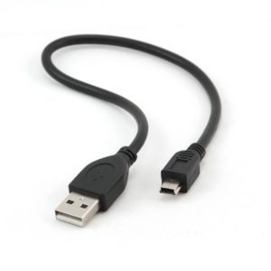 CABLU alimentare si date GEMBIRD, pt. smartphone, USB 2.0 (T) la Mini-USB 2.0 (T), 30cm, conectori auriti, negru, CCP-USB2-AM5P-1 (include TV 0.06 lei)