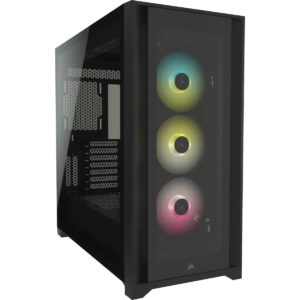 CARCASA CORSAIR Middle Tower, ATX, „iCUE 5000X RGB”, fara sursa, sticla securizata, fan x 3, USB 3.0 x 2, USB 3.1 gen 2 Type-C x 1, Jack 3.5 mm x 1, mesh pt. filtrare praf, fan controller, negru, „CC-9011212-WW”