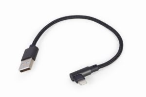 CABLU alimentare si date GEMBIRD, pt. smartphone, USB 2.0 (T) la Lightning (T) 90 grade, 0.2m, negru, „CC-USB2-AMLML-0.2M” (include TV 0.06 lei)