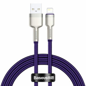CABLU alimentare si date Baseus Cafule Metal, Fast Charging Data Cable pt. smartphone, USB la Lightning Iphone 2.4A, braided, 1m, violet „CALJK-A05” (include TV 0.06 lei) – 6953156202269