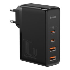 INCARCATOR retea Baseus GaN2 Pro, Quick Charge 3.0 100W, 2 x USB Type-C 5V/3A max, 2 x USB 5V/3A max, negru CCGAN2P-L01 (include TV 0.18lei) - 6953156204683