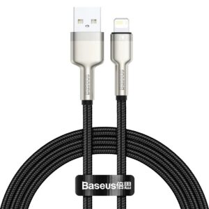 CABLU alimentare si date Baseus Cafule Metal, Fast Charging Data Cable pt. smartphone, USB la Lightning Iphone 2.4A, braided, 1m, negru CALJK-A01 (include TV 0.06 lei) - 6953156202245