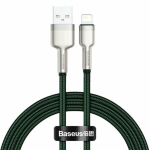 CABLU alimentare si date Baseus Cafule Metal, Fast Charging Data Cable pt. smartphone, USB la Lightning Iphone 2.4A, braided, 1m, verde CALJK-A06 (include TV 0.06 lei) - 6953156202276
