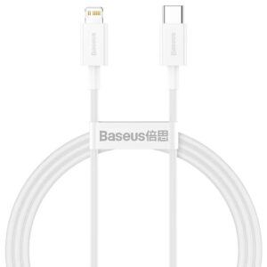 CABLU alimentare si date Baseus Superior, Fast Charging Data Cable pt. smartphone, USB Type-C la Lightning Iphone PD 20W, 1.5m, alb „CATLYS-B02” (include TV 0.06 lei) – 6953156205345