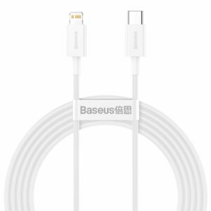 CABLU alimentare si date Baseus Superior, Fast Charging Data Cable pt. smartphone, USB Type-C la Lightning Iphone PD 20W, 2m, alb „CATLYS-C02” (include TV 0.06 lei) – 6953156205369