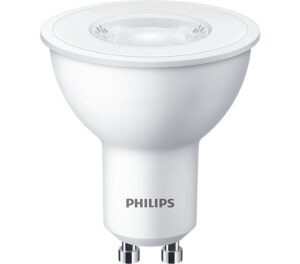 SET 3 becuri LED Philips, soclu GU10, putere 4.7W, forma plat, lumina alb calda, alimentare 220 – 240 V, „000008719514393998” (include TV 1.8lei)