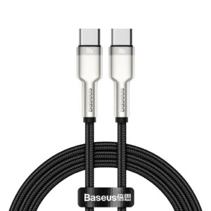 CABLU alimentare si date Baseus Cafule Metal, Fast Charging Data Cable pt. smartphone, USB Type-C la USB Type-C 100W, braided, 1m, negru CATJK-C01
