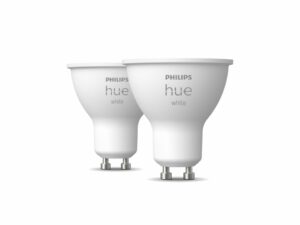 SET 2 becuri smart LED Philips, soclu GU10, putere 5.2W, forma plat, lumina multicolora, alimentare 220 – 240 V, „000008719514340145” (include TV 1.2lei)