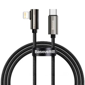CABLU alimentare si date Baseus Legend Elbow, Fast Charging Data Cable pt. smartphone, USB Type-C la Lightning Iphone PD 20W, braided, 1m, negru CATLCS-01