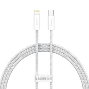CABLU alimentare si date Baseus Dynamic, Fast Charging Data Cable pt. smartphone, USB Type-C la Lightning Iphone PD 20W, braided, 1m, alb „CALD000002”