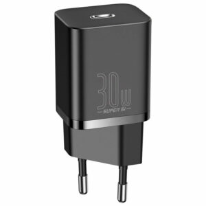 INCARCATOR retea Baseus Super Si, Quick Charge 30W, 1 x USB Type-C 5V/3A, negru „CCSUP-J01” (include TV 0.8lei) – 6953156205062