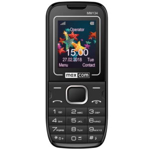 Telefon cu butoane, MAXCOM, „MM134” ecran 1.8 inch, dual sim, rez. camera 0.08 Mpix, 2G, OEM, acumulator 600 mAh, negru, „MM134 Black” (include TV 0.5lei)