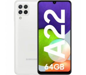 SMARTphone Samsung, „Galaxy A22” ecran 6.4 inch, dual sim, rez. camera 48 Mpix, memorie interna 64 GB, 4G, Android, acumulator 5000 mAh, alb, „SM-A225FZWDEUE” (include TV 0.5lei)