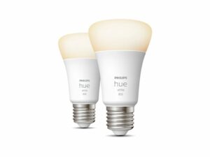 SET 2 becuri smart LED Philips, soclu E27, putere 9W, forma oval, lumina alb calda, alb rece, alimentare 220 – 240 V, „000008719514319028” (include TV 1.2lei)