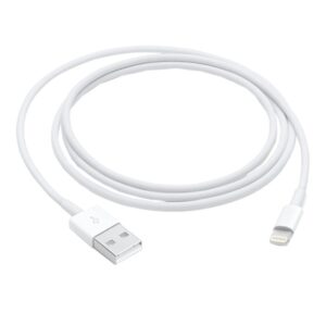 CABLU alimentare si date smartphone Apple, Lightning (T) la USB 2.0 (T), cauciuc, lungime 1 m, alb, „mxly2zm/a” (include TV 0.06 lei)