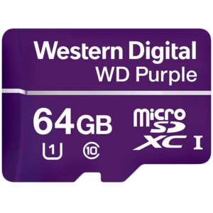 WD Purple 64GB Surveillance microSD XC Class – 10 UHS 1, „WDD064G1P0C” (include TV 0.03 lei)