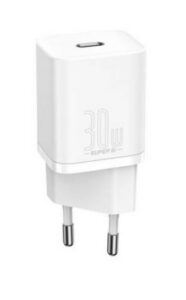 INCARCATOR retea Baseus Super Si, Quick Charge 30W, 1 x USB Type-C 5V/3A, alb „CCSUP-J02”