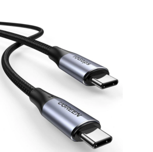 CABLU alimentare si date Ugreen, „US355”, Fast Charging Data Cable pt. smartphone, USB Type-C la USB Type-C 100W/5A, USB 3.1, 10Gbps, braided, 1m, negru „80150” (include TV 0.06 lei) – 6957303881505